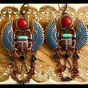 Egyptian Scarab Beetle Earrings